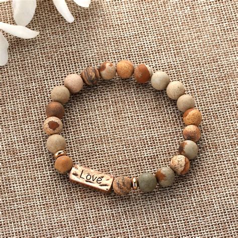 Women Men Vintage Natural Stone Beads Bracelet Inspirational Chakra