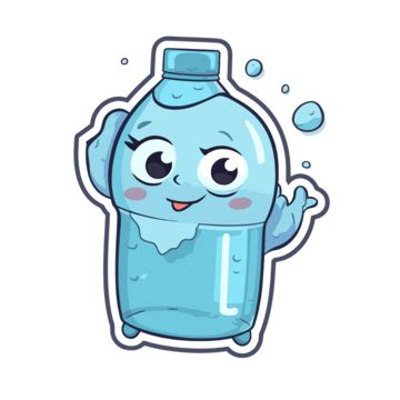 Water Bottle Funny Cartoon Sticker Decal Clipart Vector Sticker Design