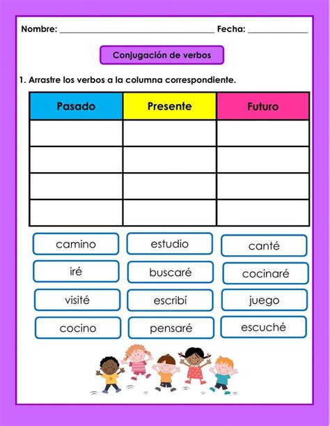 Conjugación de verbos activity Spanish lessons for kids Teaching