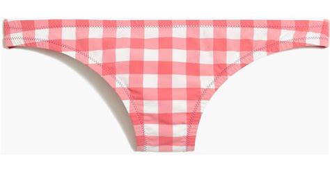 J Crew Synthetic Woven Gingham Bikini Bottom In Pink Lyst