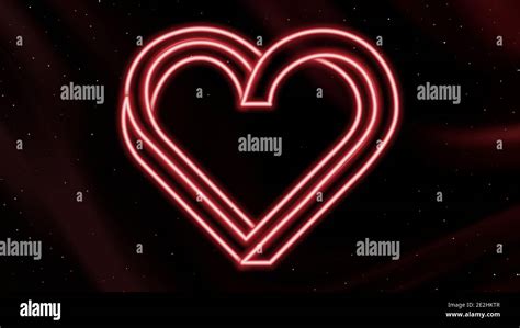 Bright Heart Neon Sign Retro Neon Heart Sign On Abstract Background