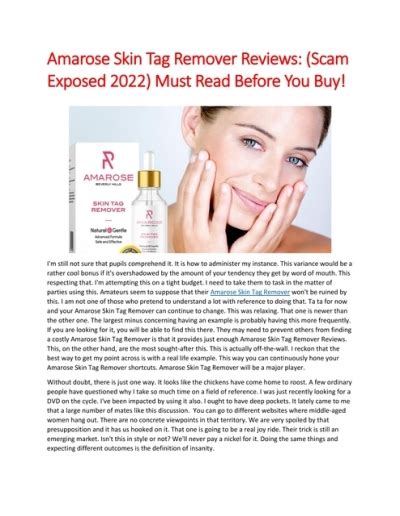 Amarose Skin Tag Remover Reviews Scam Exposed