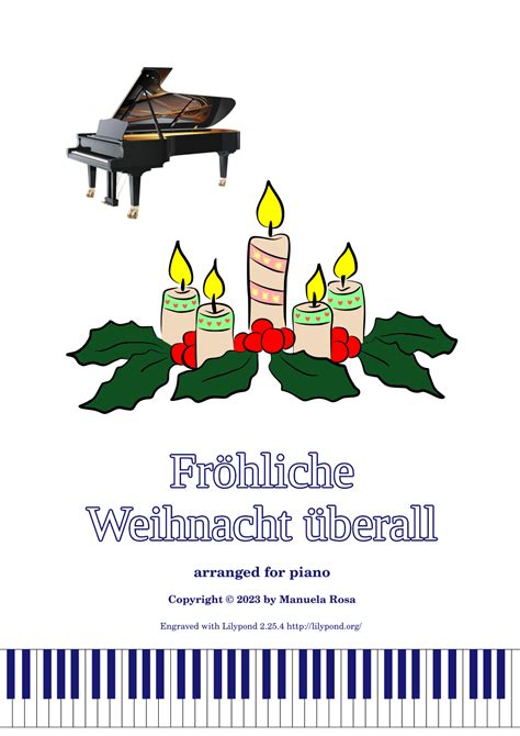 Fröhliche Weihnacht überall easy piano arr Manuela Rosa Partitions