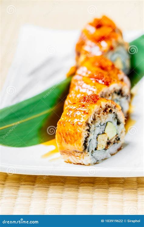 Unagi Or Eel Fish Sushi Roll Stock Photo Image Of Hand Cuisine