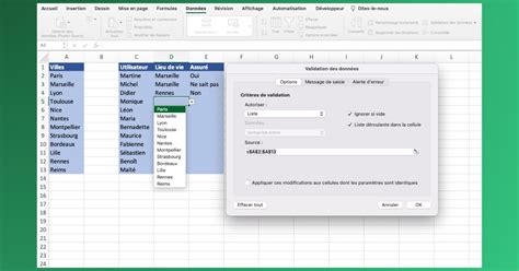 Obtenir une liste deroulante après renseignement de 2 variables Excel