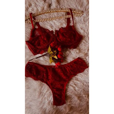 Conjunto De Lingerie Lindo Sutia Sem Bojo Aro E Calcinha Toda Em