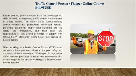 Ppt Online Traffic Control Person Certification Training Powerpoint