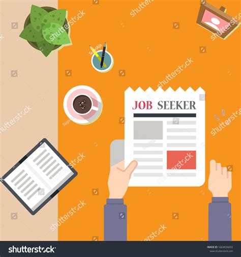 Illustration Job Seeker Icon Orange Background Stock Vector Royalty