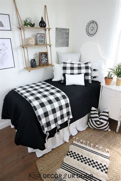 Black And White Gingham Plaid Dorm Bedding And Dorm Room Decor Shop