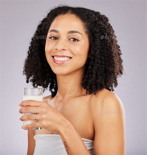 Coconut Milk Health And Portrait Of Happy Black Woman With Wellness