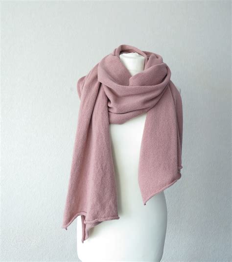 Knitted Cashmere Scarf Cashmere Shawl Blush Pink Scarf Rose Etsy