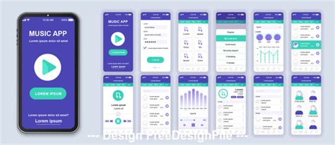 Music Mobile App Ui Kit Screen Vector Free Download