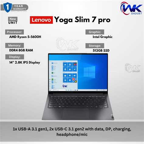 Lenovo Yoga Slim Pro Ach Ms D Mj Amd Ryzen H Gb Ram