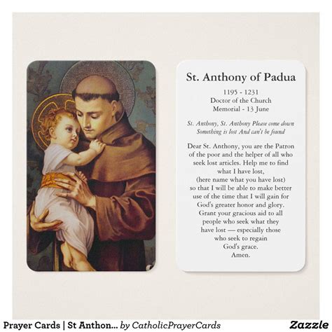 Prayer cards st anthony of padua zazzle – Artofit