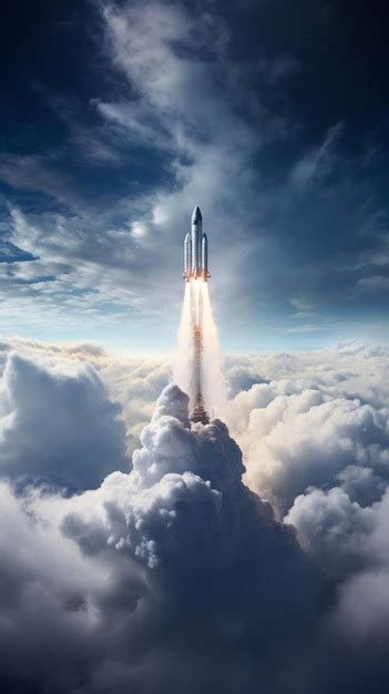 Premium Ai Image A Rocket Launching Into The Sky Above Clouds