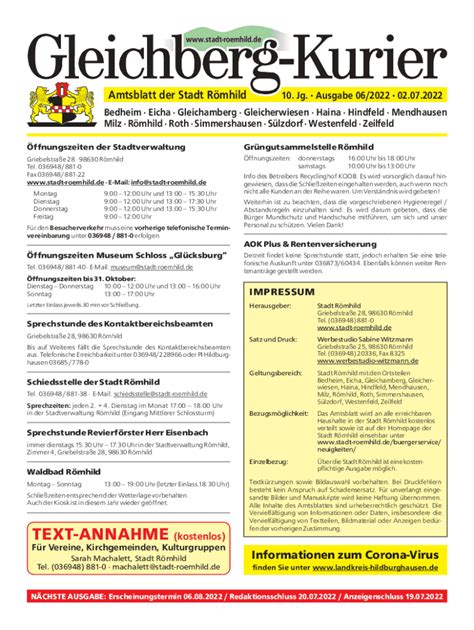 Fillable Online Amtsblatt Der Stadt Rmhild Fax Email Print Pdffiller