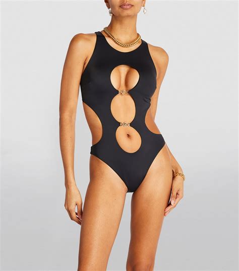 Versace Black Cut Out Medusa Swimsuit Harrods Uk