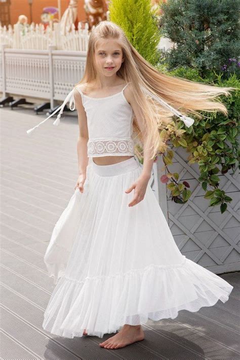 Boho Flower Girl Dress Junior Bridesmaid Dress Skirt And Top Etsy