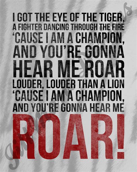 Roar by Katy Perry Song Lyric Digital Printable Instant | Etsy