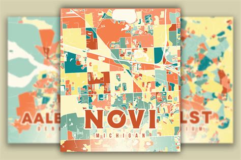 Novi Michigan Colorful Map Graphic by Poster Boutique · Creative Fabrica