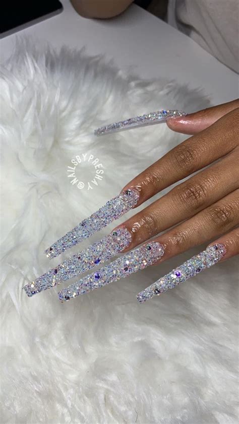 Extra Long Crystal Diamond Rhinestone Bling Sugar Nails Long Square