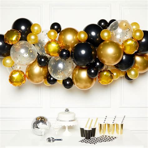 Black And Gold Balloon Garland Kit Unique Party Supplies Unique Party Supplies Nz