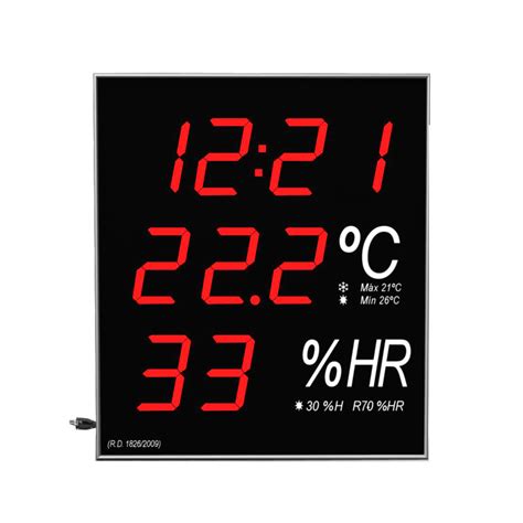 Wall Mount Big Digital Thermometer Hygrometer With Hour And Date Gesa