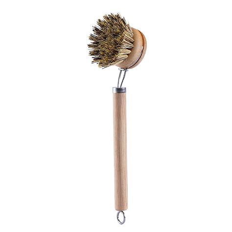 Cehvom Long Handle Pot Brush With Replaceable Brush Head Natural Soft