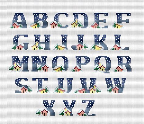 Christmas Alphabet Cross Stitch Pattern Monogram Letters Cross Stitch