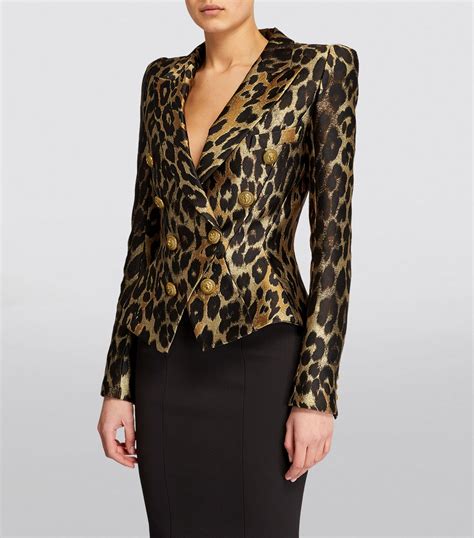 Balmain Leopard Print Double Breasted Blazer Harrods Us