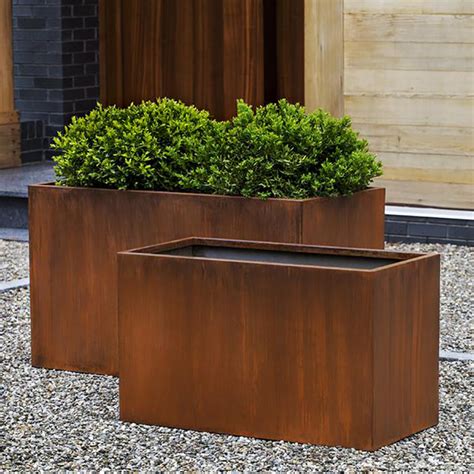 Outdoor Raised Garden Corten Steel Planters Rectangular Plant - Corten ...