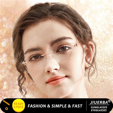 Jiuerba Korean Fashion Diamond Glitter Metal Frameless Reading