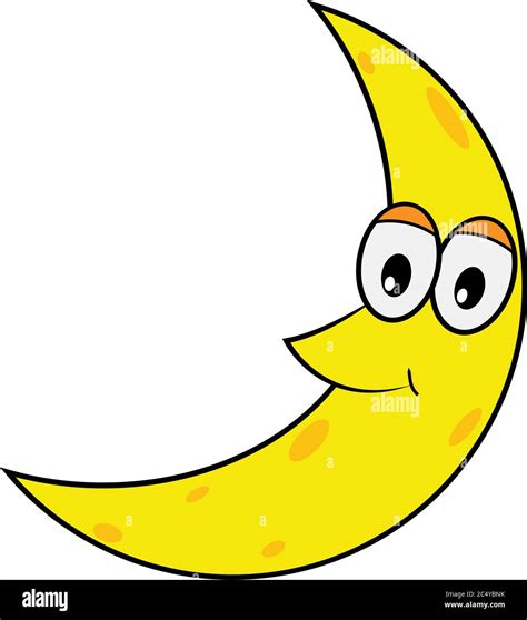 Smile Happy Moon Flat Cartoon Icon Transparent Background Isolated Cute