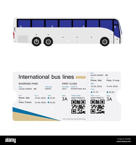 Vector Illustration Bus And Boarding Pass Ticket Template Design