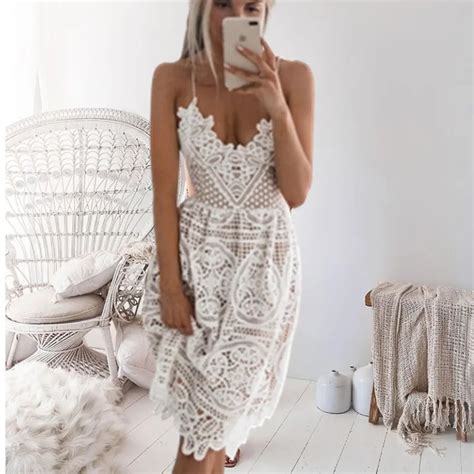 2019 New Beach Long Cover Up White Lace Swimsuit Cover Up Summer