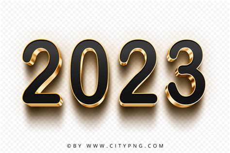 3d Gold And Black 2023 Text Logo Png Image Citypng