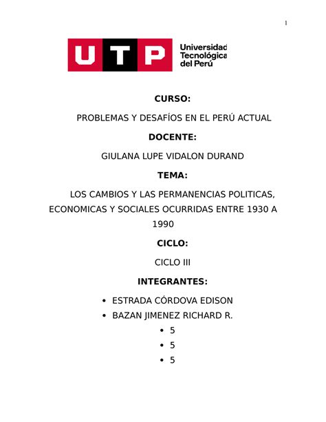 Cambios Y Las Permanencias Pol Ticas Econ Micas Y Sociales Curso