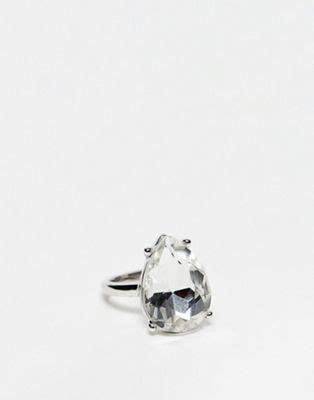 Designb London Ring In Silber Mit Tropfenf Rmigem Schmuckstein Asos