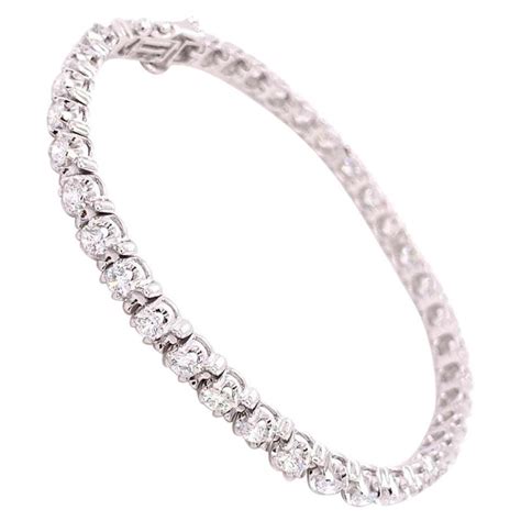 14 Karat White Gold Diamonds Bezel Tennis Bracelet For Sale At 1stdibs