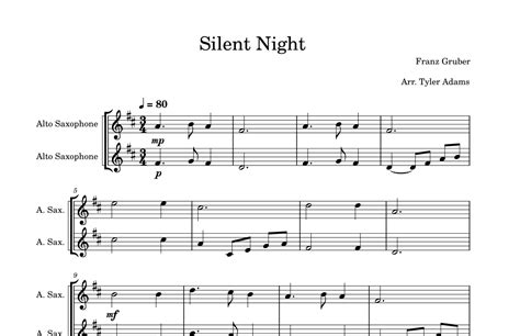 Silent Night Alto Sax Duet Arr Tyler Adams By Franz Gruber Sheet