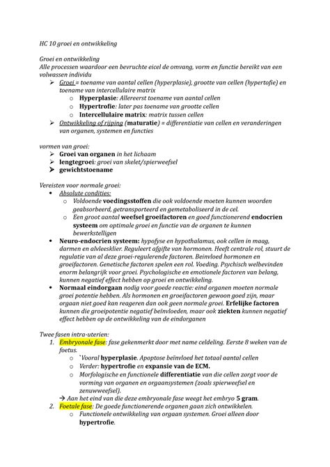 HC 10 Ontwikkeling En Groei HC 10 Groei En Ontwikkeling Groei En