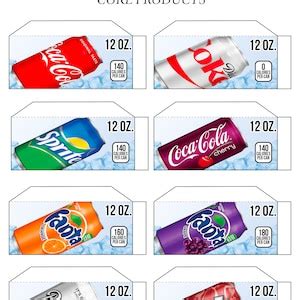 8 SODA VENDING MACHINE 12 Oz Can Label Flavor Strip Vending Machine