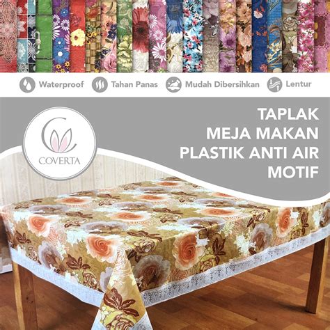 Jual Taplak Meja Makan Plastik Anti Air Motif Bentuk Kotak Segi