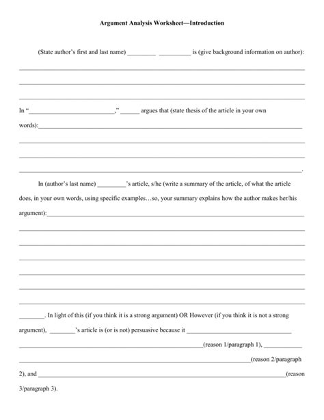 Argument Analysis Worksheet