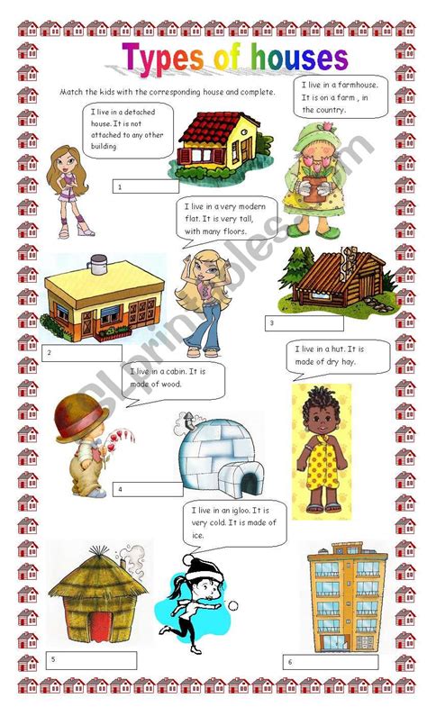 Types Of Houses Esl Worksheet By Claudiafer