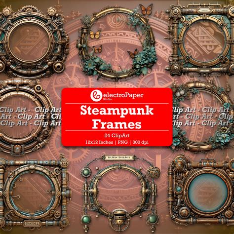 Steampunk Frames Clip Art Steampunk Graphics Steampunk Clip Art