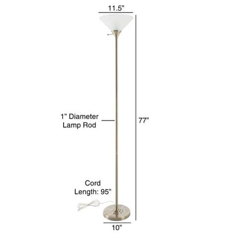 Torchiere Floor Lamp Standing Light With Sturdy Metal Base By Lavish