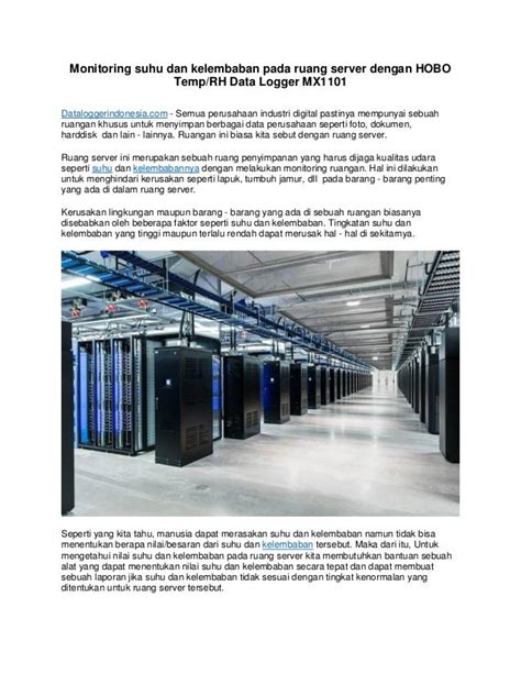 Monitoring Suhu Dan Kelembaban Pada Ruang Server Dengan Hobo Temp Pdf