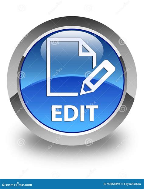 Edit Glossy Blue Round Button Stock Illustration Illustration Of