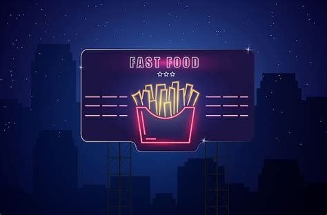 Premium Vector Neon Fries Sign